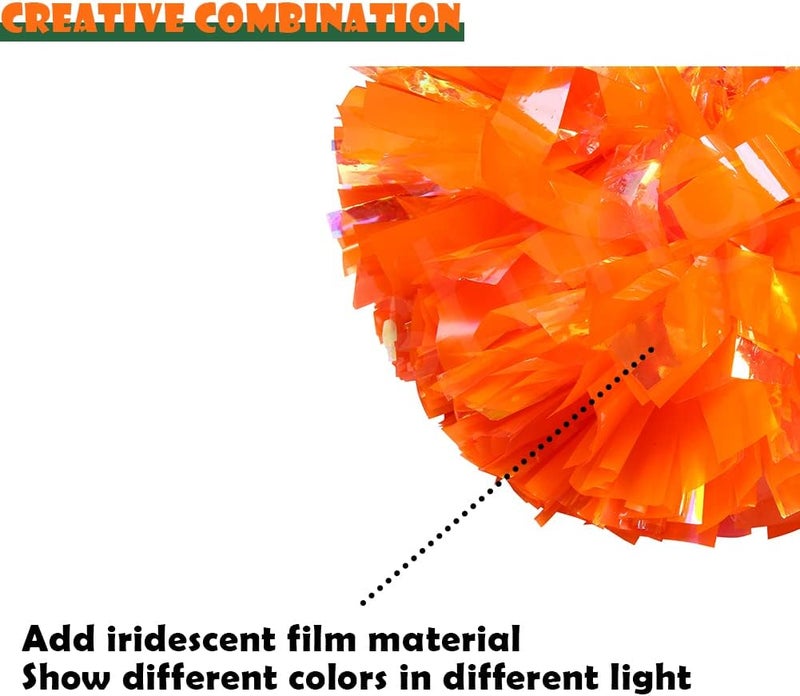 Hooshing 2 Pack Cheerleading Pom Poms with Baton Handle Rainbow Colorful Cheer Pom Poms for Sports Team Spirit Cheering Kids Adults - Image 4